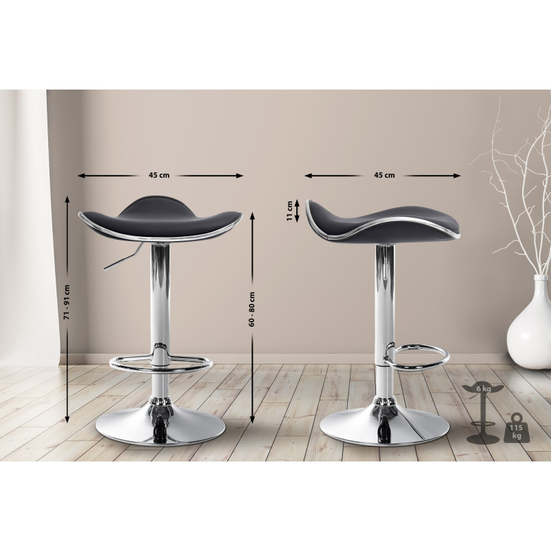 Tabouret de bar Shanghai en cuir artificiel C noir
