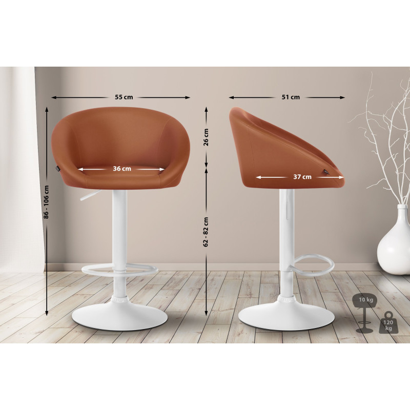 Tabouret de bar Davie, similicuir marron clair