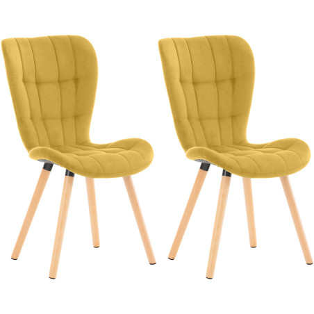 Ensemble de 2 chaises Elda en velours jaune