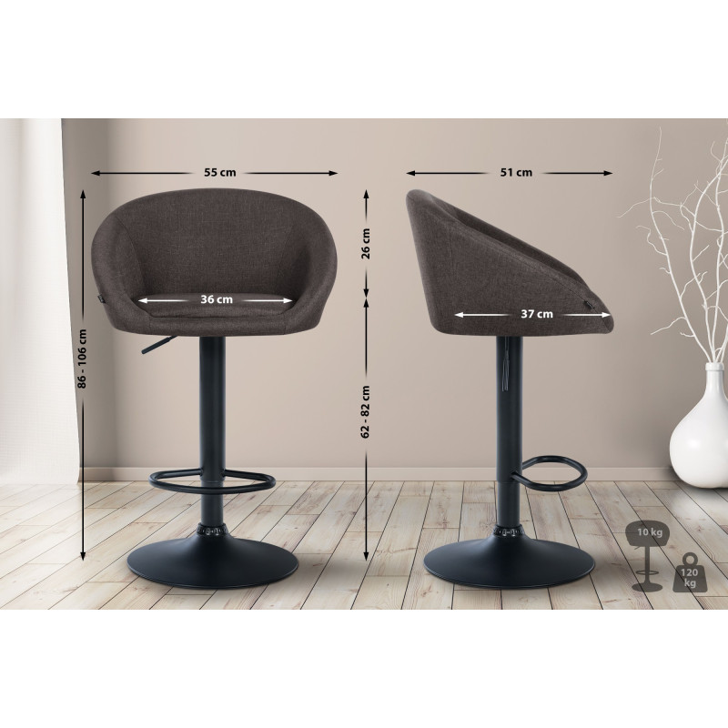 Tabouret de bar Davie en tissu gris foncé