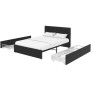 Lit adulte DAVID 140 x 190 cm - 4 tiroirs - Sommier inclus - Simili noir