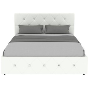 Lit adulte DAVID 140 x 190 cm - 4 tiroirs - Sommier inclus - Simili blanc