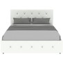 Lit adulte DAVID 140 x 190 cm - 4 tiroirs - Sommier inclus - Simili blanc