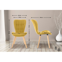 Lot de 2 chaises Elda en velours jaune