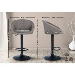 Tabouret de bar Davie en tissu gris clair