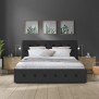 Lit adulte DAVID 160 x 200 cm - 4 tiroirs - Sommier inclus - Simili noir