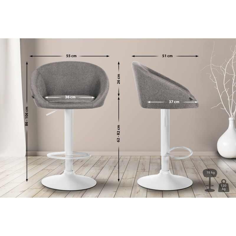 Tabouret de bar Davie en tissu gris clair