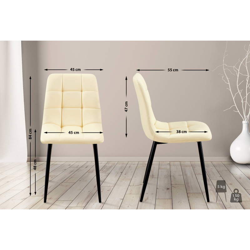 Lot de 4 chaises de salle à manger Antibes en similicuir crème