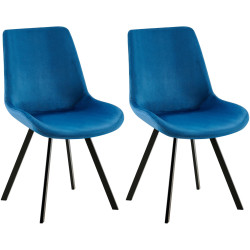 Lot de 2 chaises de salle à manger Lewes en velours bleu foncé