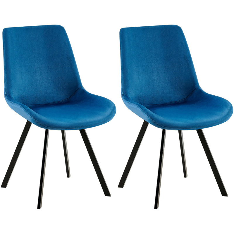 Ensemble de 2 chaises de salle à manger Lewes en velours bleu foncé