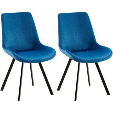 Lot de 2 chaises de salle à manger Lewes en velours bleu foncé