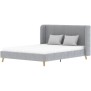 Lit adulte HEIDI - 160 x 200 cm - Velours gris - Sommier inclus