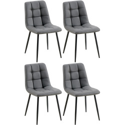 Lot de 4 chaises de salle à manger Antibes simili cuir gris foncé