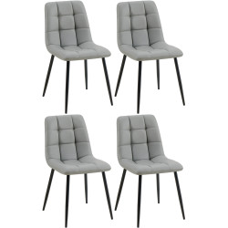 Lot de 4 chaises de salle à manger Antibes simili cuir gris clair