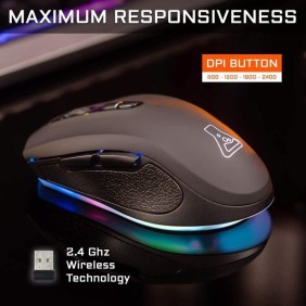 THE G-LAB Souris Gaming rétroéclairé Sans fil KULT NEON- 2400 DPI