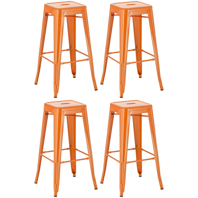 Lot de 4 tabourets de bar Joshua orange