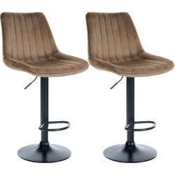 Lot de 2 tabourets de bar Toni velours brun