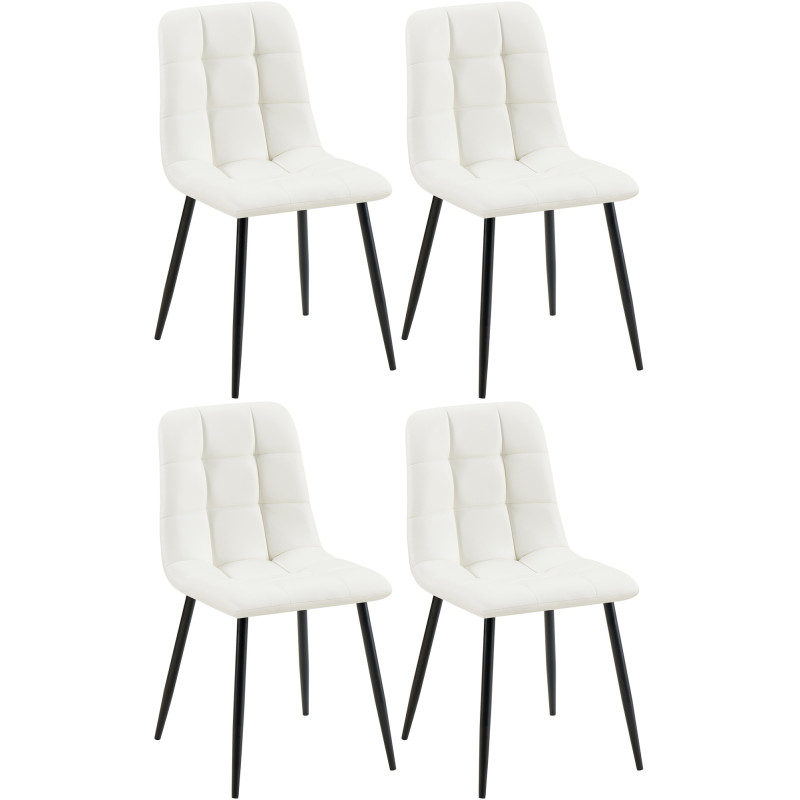 Lot de 4 chaises de salle à manger Antibes simili cuir blanc