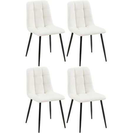 Lot de 4 chaises de salle à manger Antibes simili cuir blanc