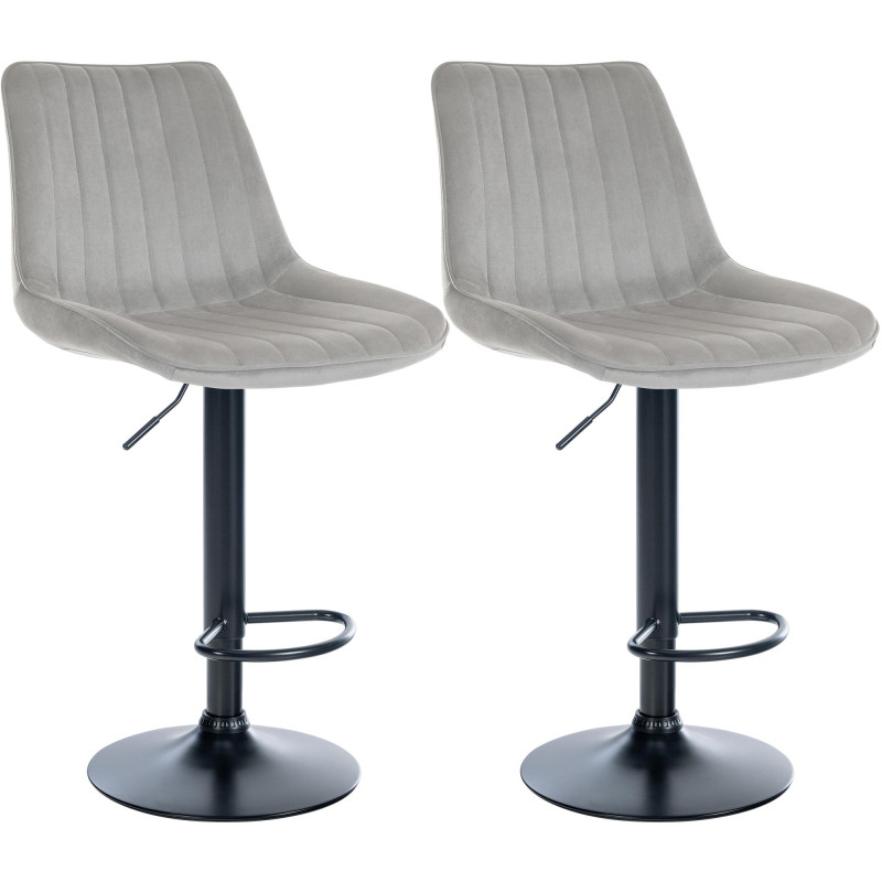 Lot de 2 tabourets de bar Toni velours gris