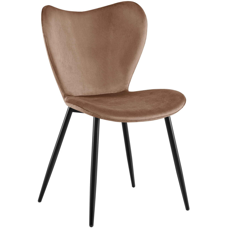 Chaise de salle à manger Maika en velours marron