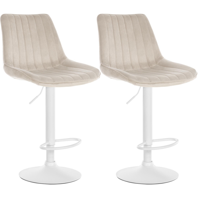 Lot de 2 tabourets de bar Toni en velours crème