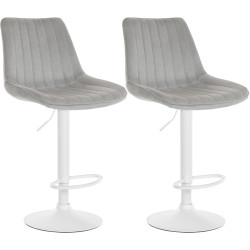 Lot de 2 tabourets de bar Toni en velours gris