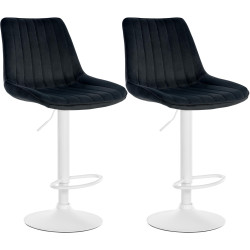Lot de 2 tabourets de bar Toni en velours noir