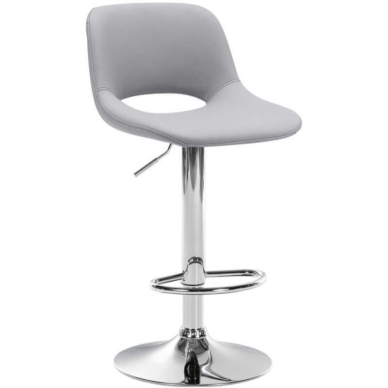 Tabouret de bar Camden, similicuir, chrome gris