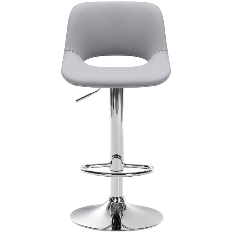 Tabouret de bar Camden, similicuir, chrome gris