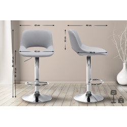 Tabouret de bar Camden, similicuir, chrome gris