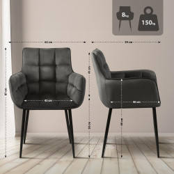 Chaise Tirana velours anthracite