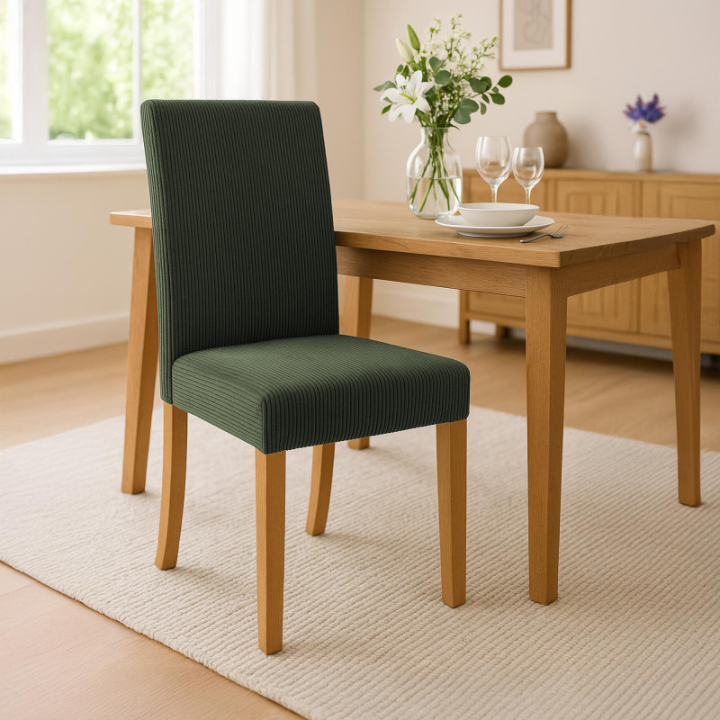 Chaise de salle à manger Ina Cord vert clair antique