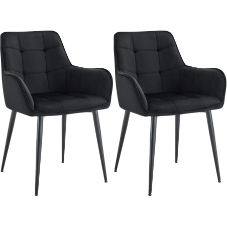 Ensemble de 2 chaises de salle à manger Ferndale en velours noir