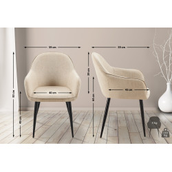 Lot de 2 chaises de salle à manger Boise tissu taupe