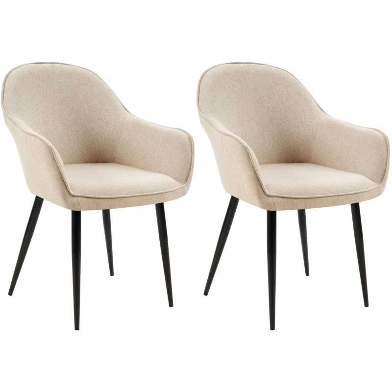 Lot de 2 chaises de salle à manger Boise tissu taupe