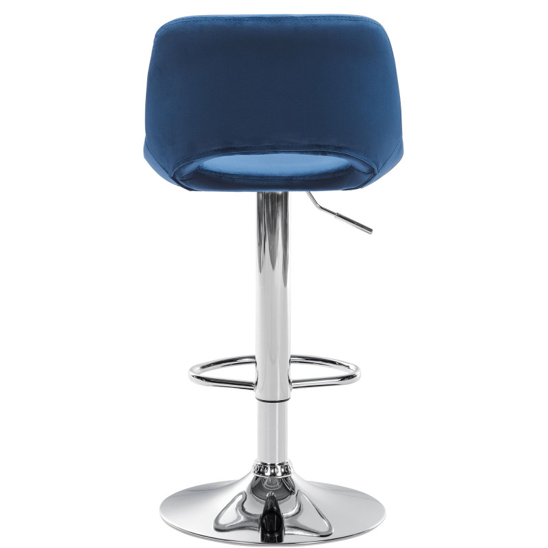 Tabouret de bar en velours chromé Camden bleu