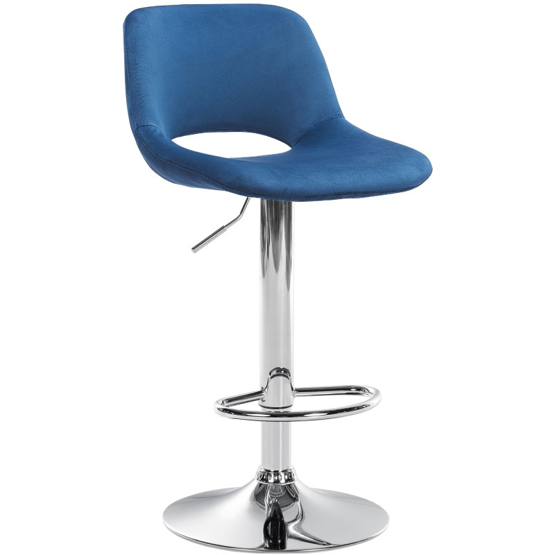 Tabouret de bar en velours chromé Camden bleu