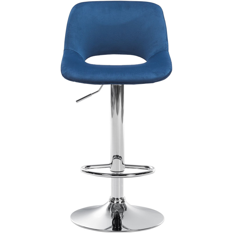 Tabouret de bar en velours chromé Camden bleu