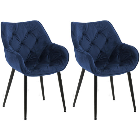 Lot de 2 chaises en velours Tanna bleu foncé
