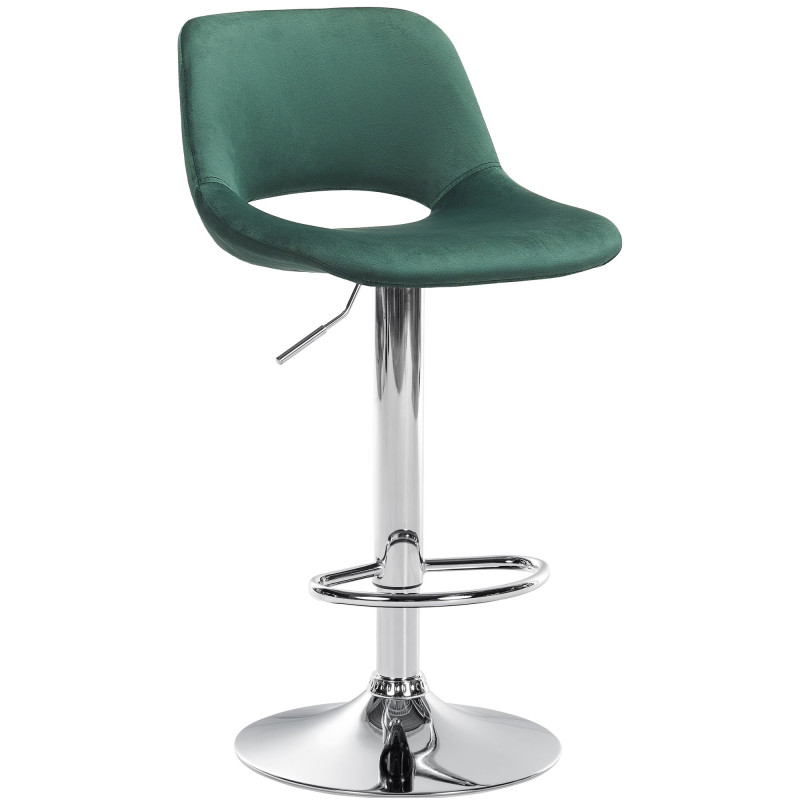Tabouret de bar en velours chromé Camden vert