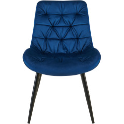 Chaise de salle à manger Rossford, velours, bleu foncé