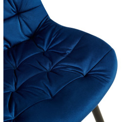 Chaise de salle à manger en velours Rossford bleu foncé