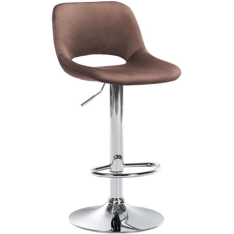 Tabouret de bar en velours chromé Camden brun