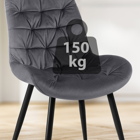 Chaise de salle à manger Rossford en velours gris foncé