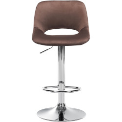 Tabouret de bar en velours chromé Camden brun