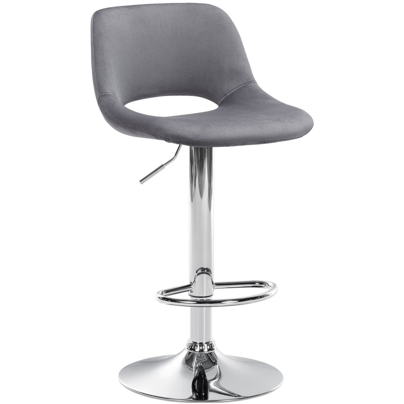 Tabouret de bar en velours chromé Camden gris foncé