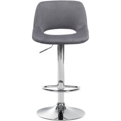 Tabouret de bar en velours chromé Camden gris foncé