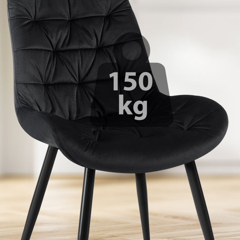 Chaise de salle à manger Rossford en velours noir