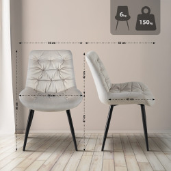 Chaise de salle à manger Rossford en velours gris